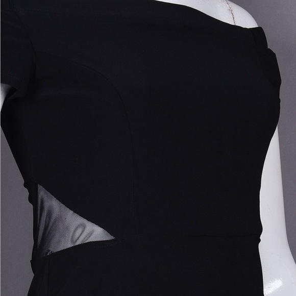 Bebe dress off the shoulder sexy illusion side cutouts mini black womens size 12 - Picture 11 of 15